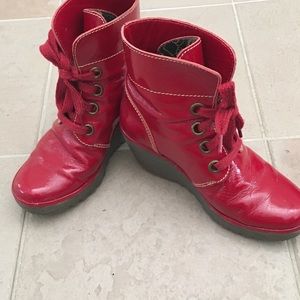 Fly London red patten boots